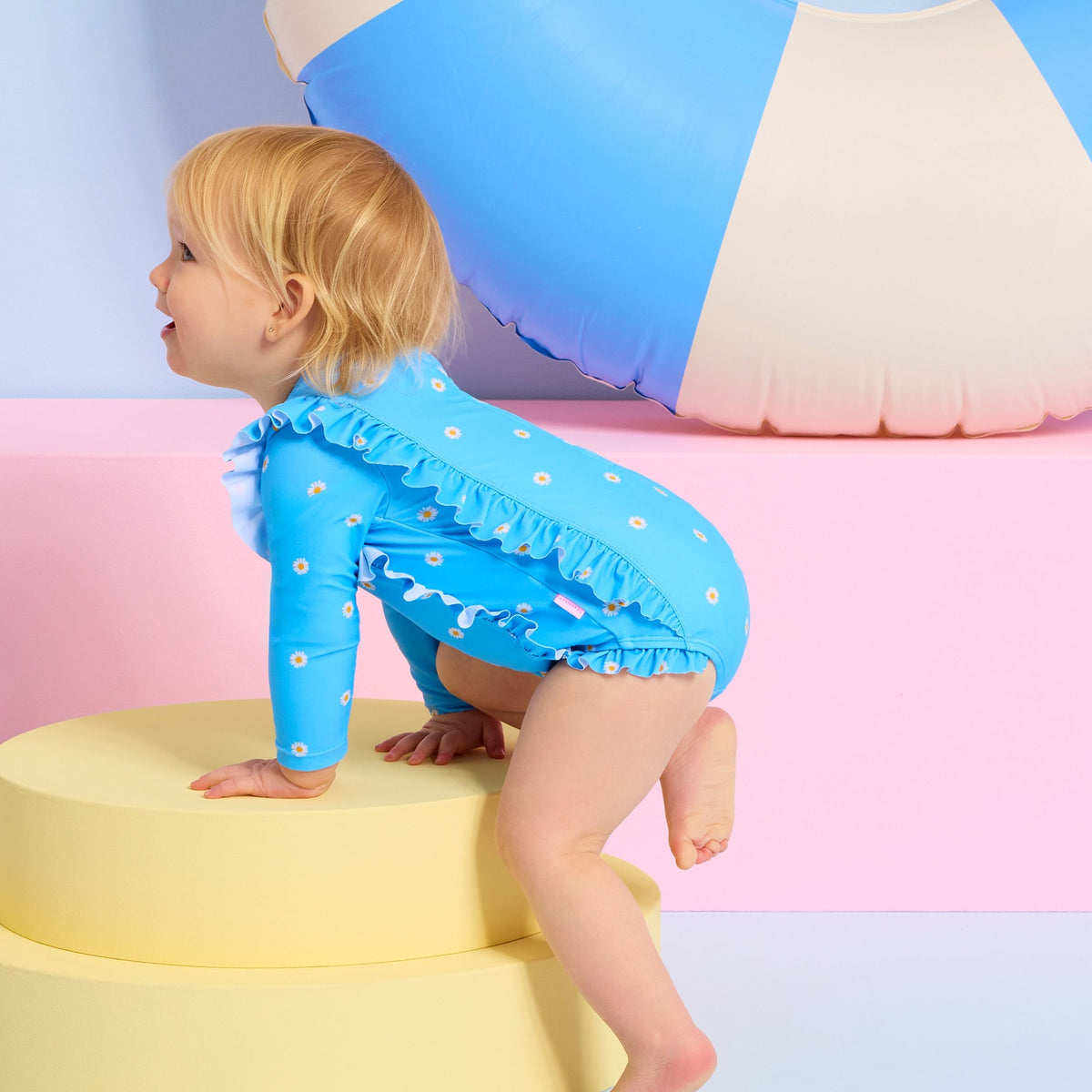 Daisy Chain Ruffle Sunsuit, White