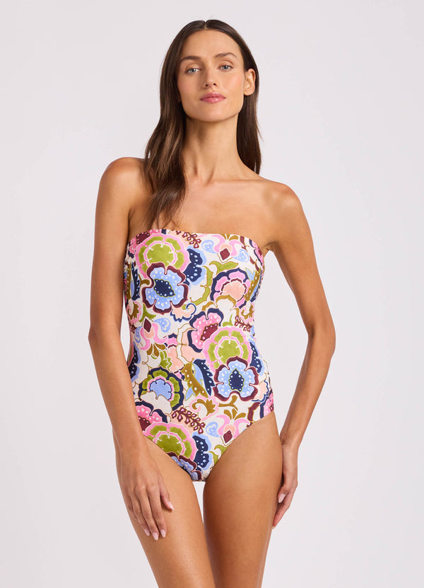 Sea Blossom Bandeau One Piece Swimsuit