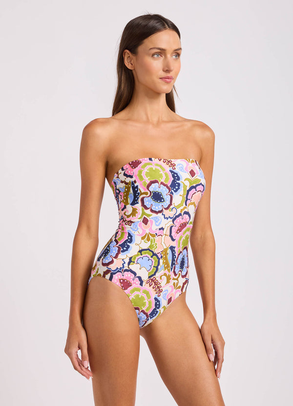 Sea Blossom Bandeau One Piece Swimsuit