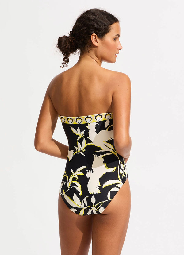 Birds Of Paradise DD Bandeau One Piece - Black