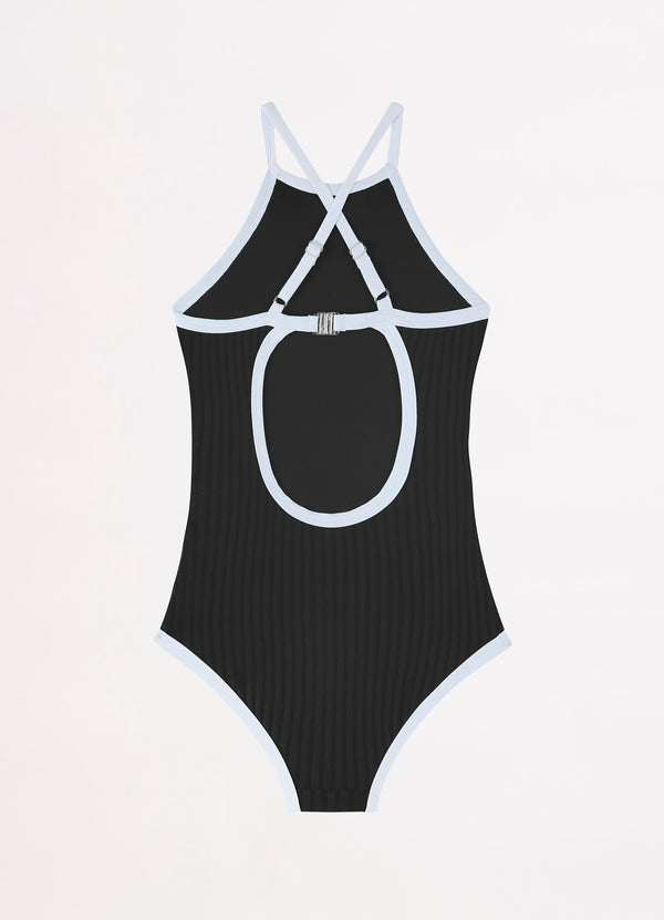 Essentials Girls High Neck One Piece - Black