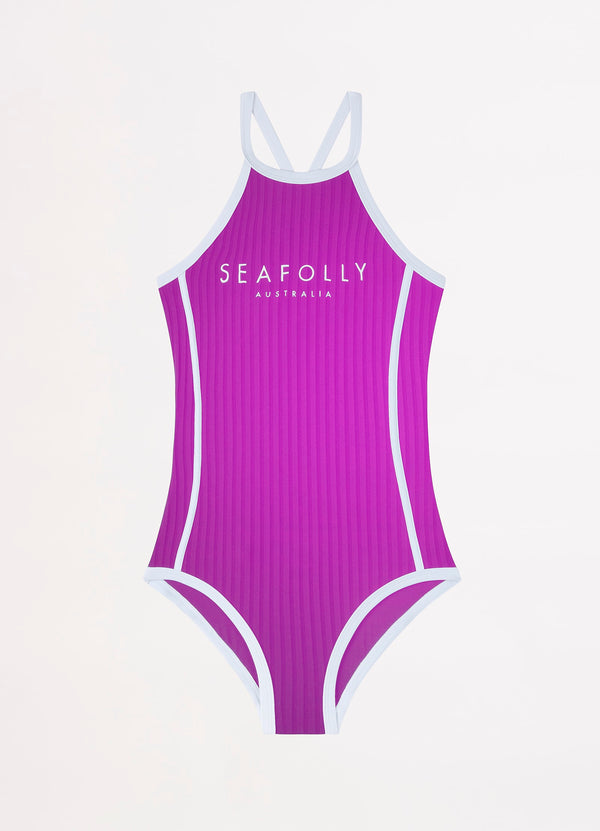Essentials Girls High Neck One Piece - Orchid