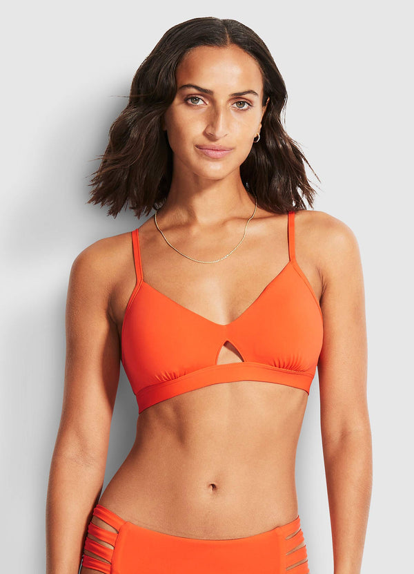 Active Hybrid Bralette Bikini Top - Spicy Orange