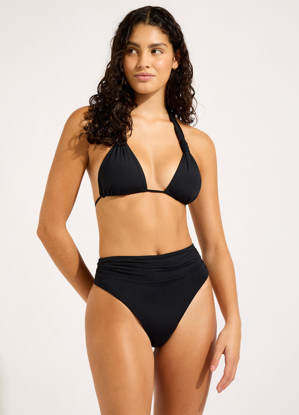 Seafolly Collective Multi Fit Longline Triangle Bikini Top - Black