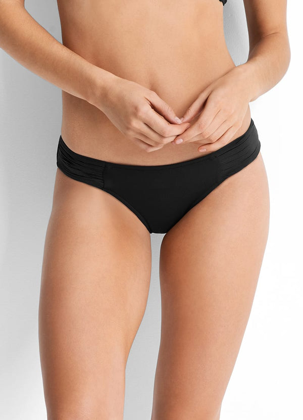 Seafolly Pleated Hipster Bikini Bottom - Black