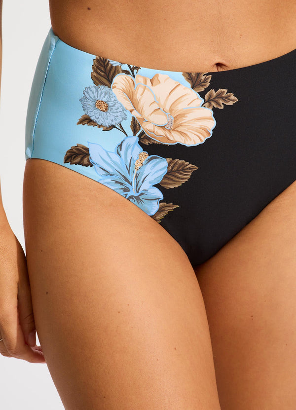Garden Party High Waisted Bikini Bottom - Black