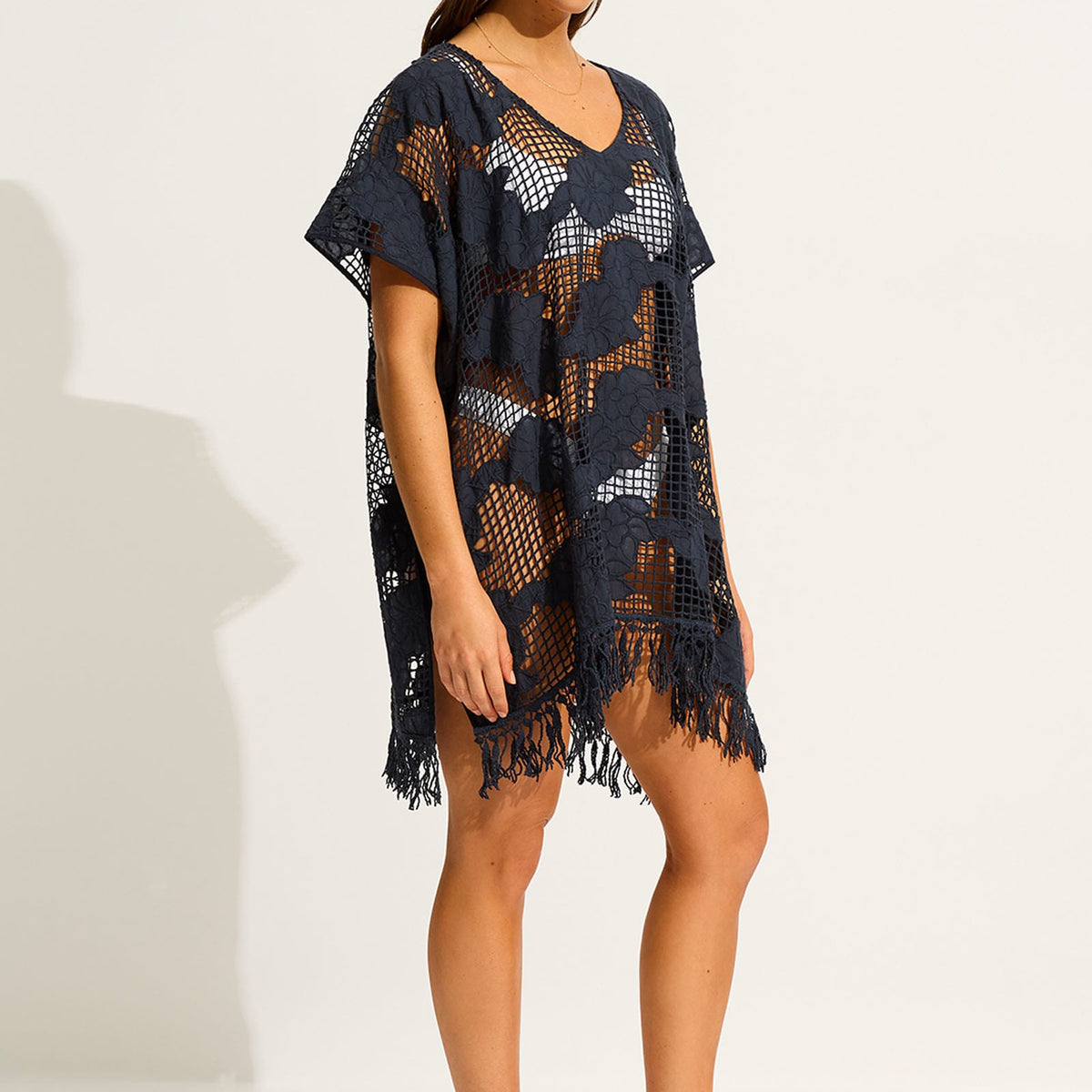 Sonoran Zip Kaftan in Navy Toucan