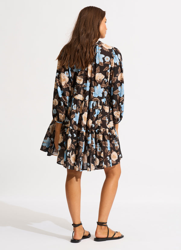 Garden Party Tiered Mini Dress - Black