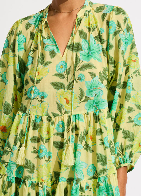 Garden Party Tiered Mini Dress - Lime Light