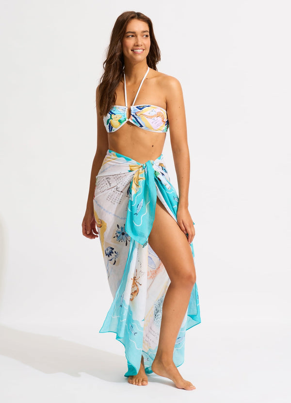 Wish You Were Here Sarong - Atoll Blue