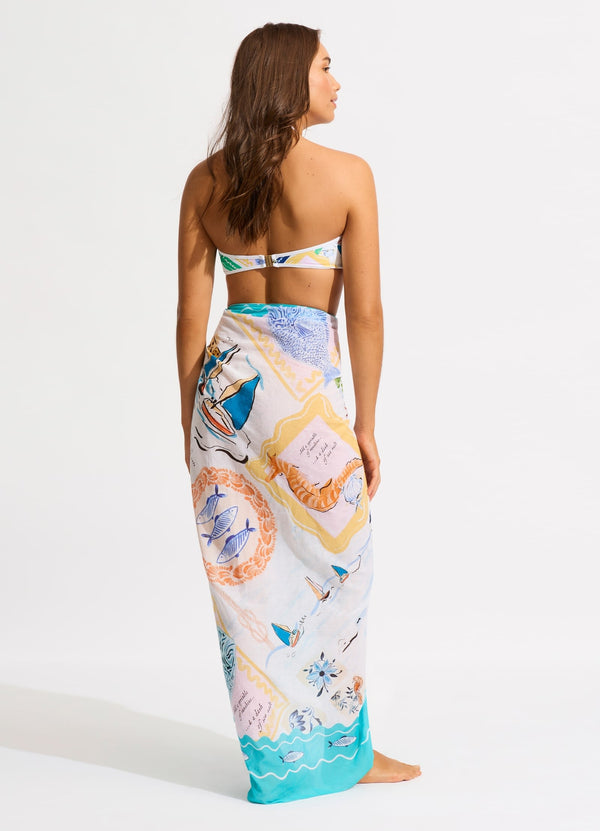 Wish You Were Here Sarong - Atoll Blue