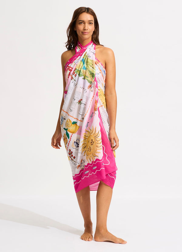 Wish You Were Here Sarong - Fuchsia Rose