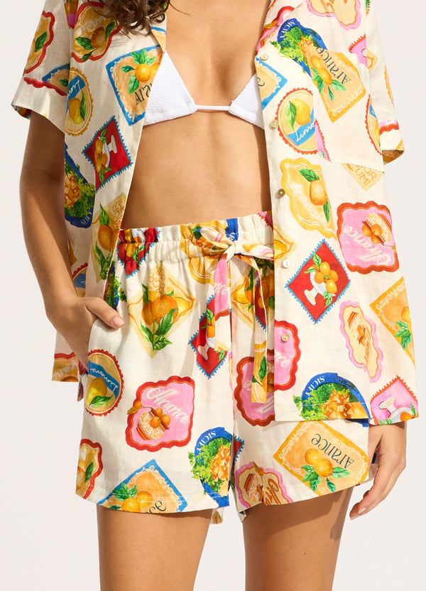 Ciao Bella Stamp Paper Bag Short - White