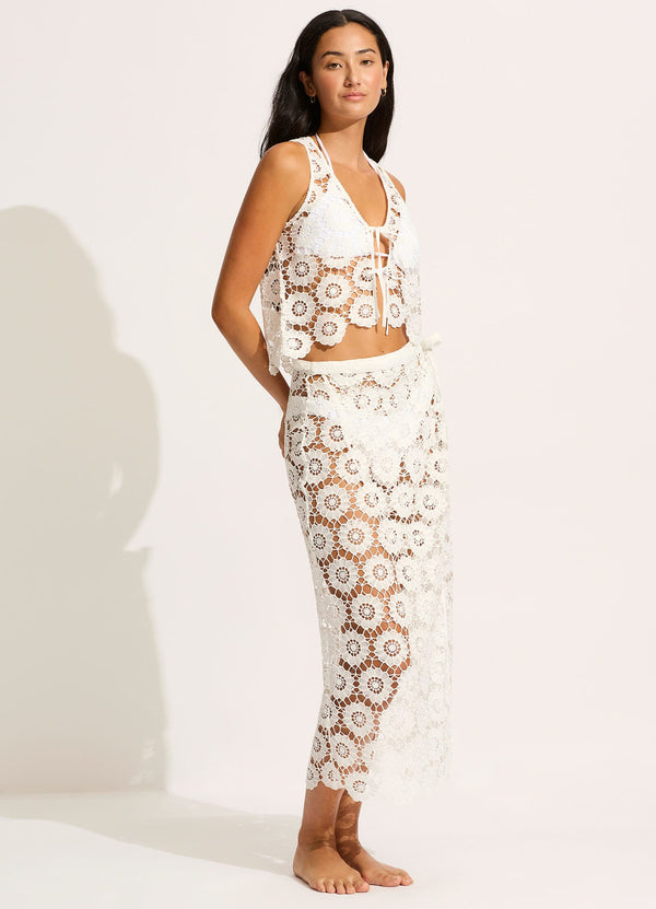 Secret Garden Tie Front Top - White