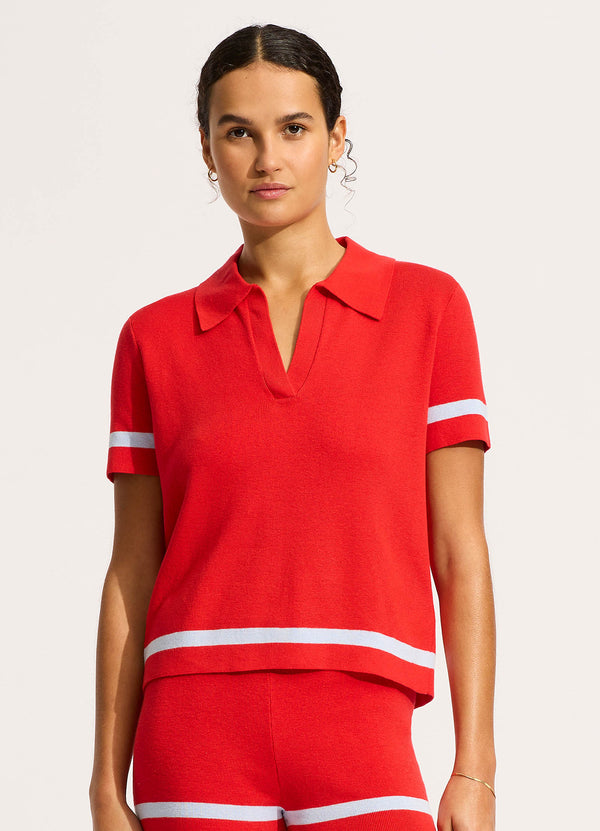 Knit Polo Shirt - Flame