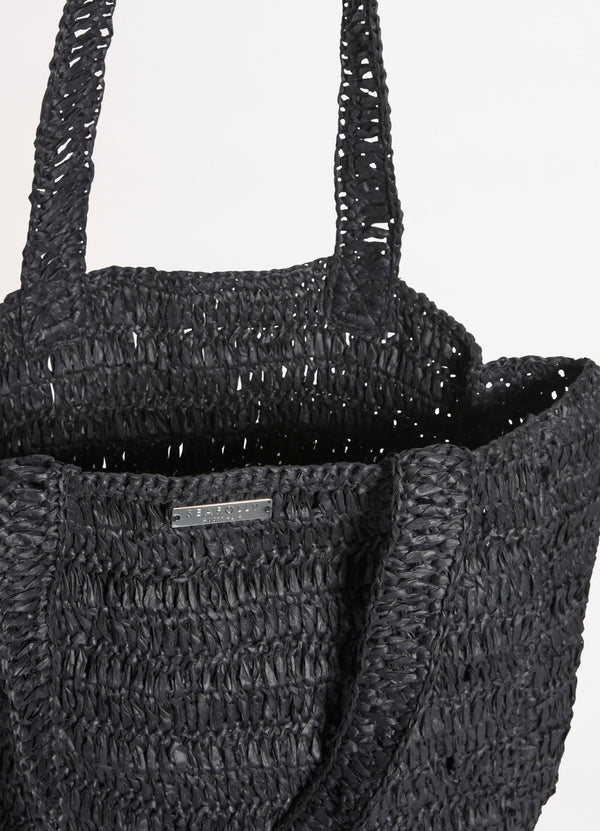 Shores Woven Tote Bag - Black