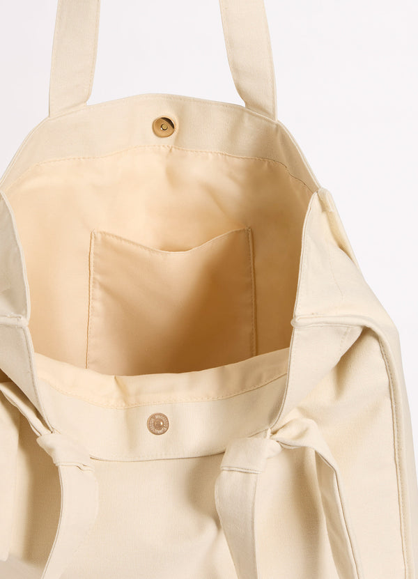 Wish You Were Here Tie Strap Tote Bag - Sand