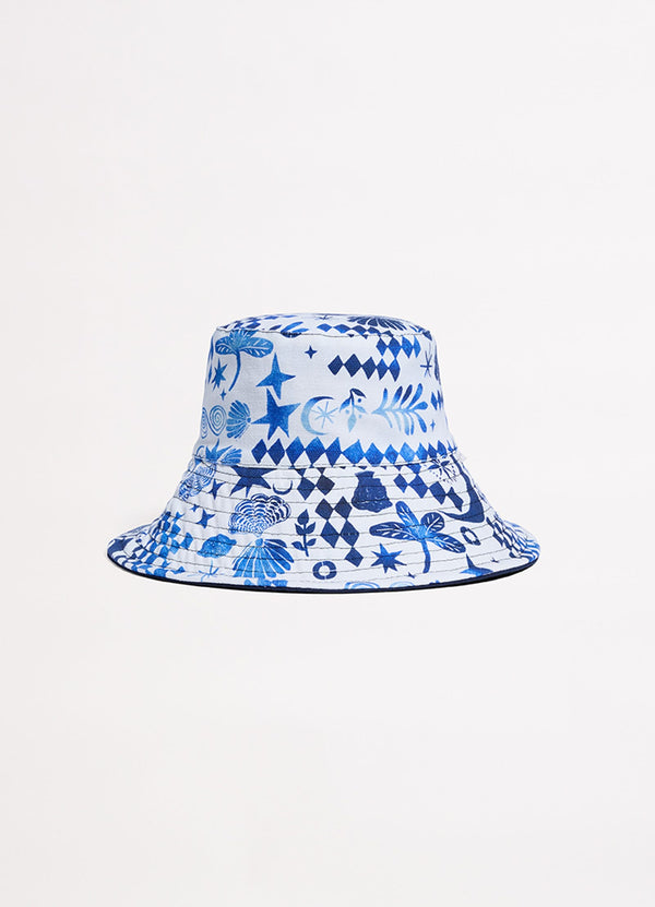 Corfu Reversible Bucket Hat - Azure