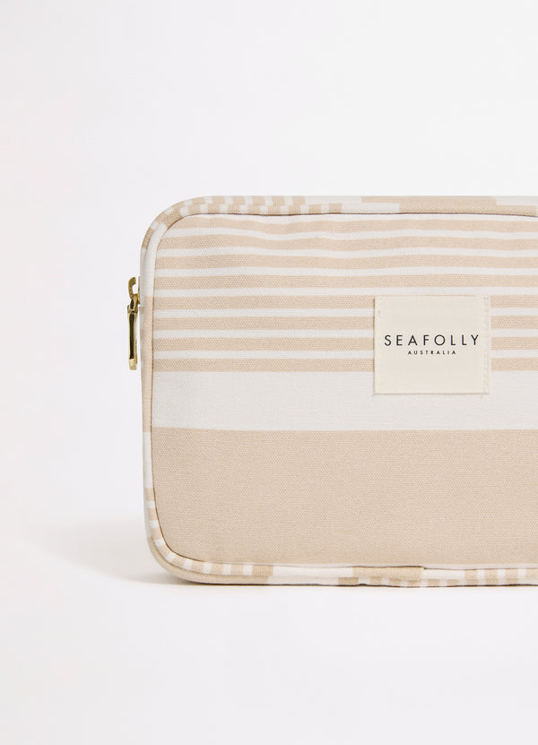 Striped Canvas Pouch Bag