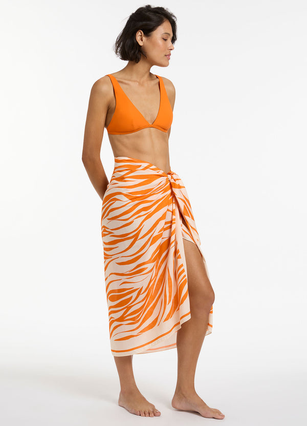Fine Lines Sarong - Papaya