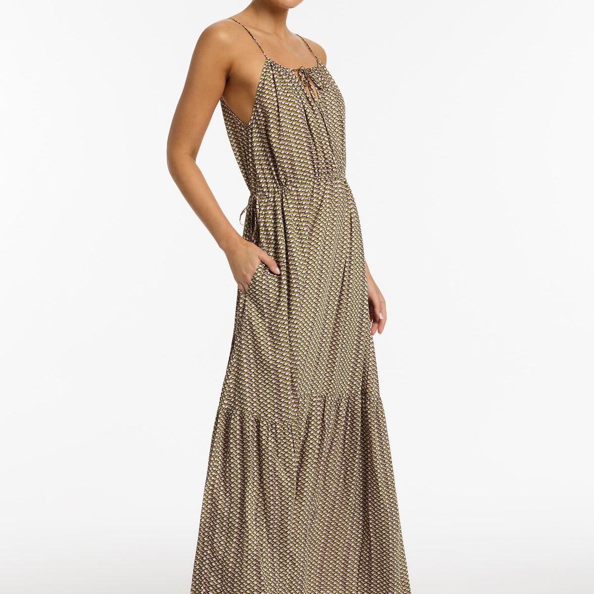 Seafolly Multi fit Plunge Maxi Jersey Dress In Black