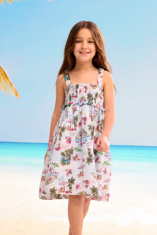 Secret Vacation Yardage Shirred Dress - Secret Vacay