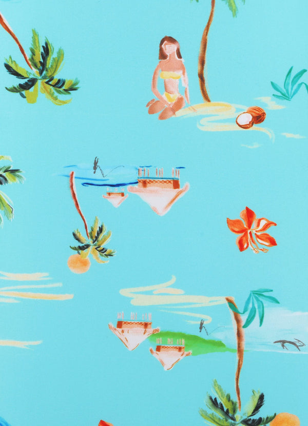 Isla Palm Frill Sunsuit - Isla Palm Blue