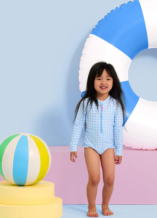 Gingham Sunsuit - Placid Blue