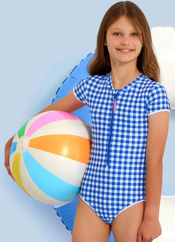 Gingham Paddlesuit - Blue Lottie