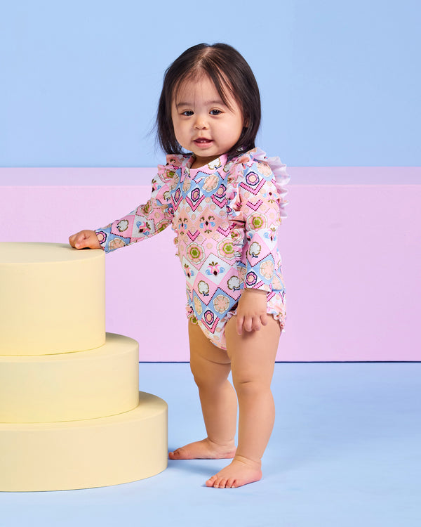 Geo Blossom Frill Sunsuit