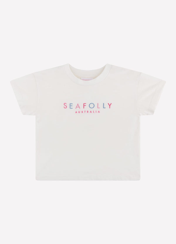 Cloud Dancer Cotton Embossed Crop Tee - Cloud Dancer