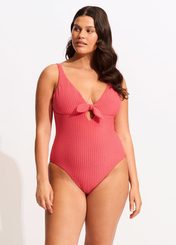 Havana Deep V One Piece - Sun Kissed Coral