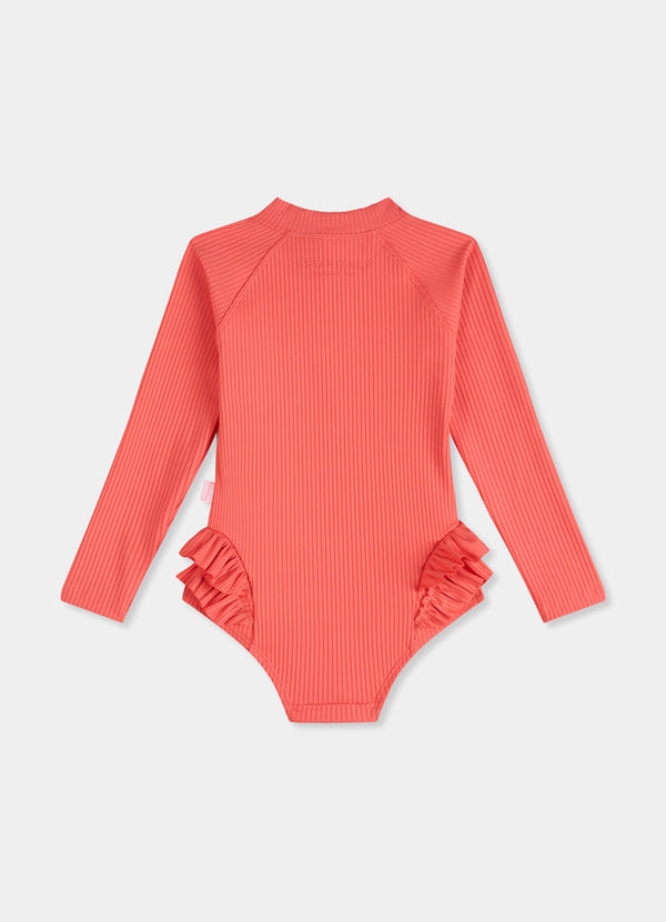 Summer Essential Girls Ruffle Hip Paddlesuit - Chintz Pink