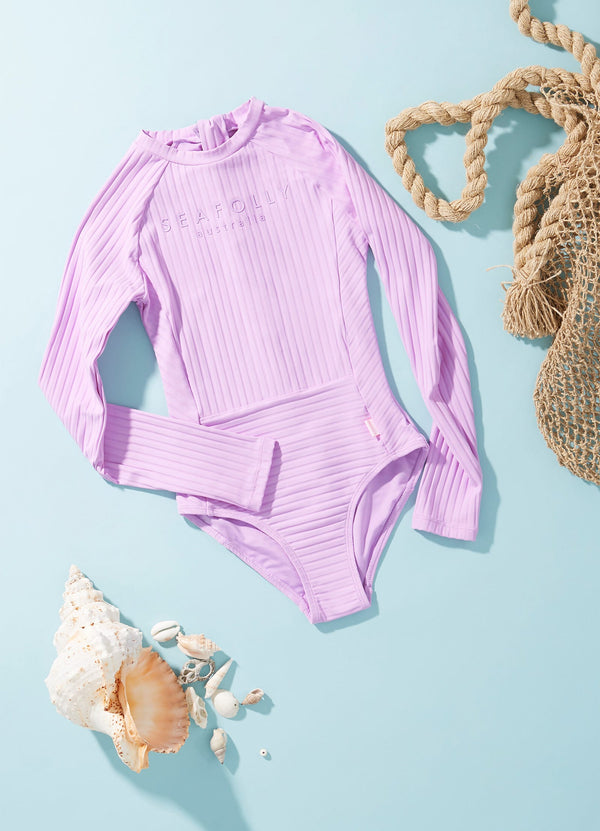 Girls Summer Essential Panelled Paddlesuit - Violet