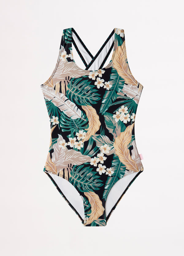 Girls Saint Lucia Crossover Back One Piece - Saint Lucia
