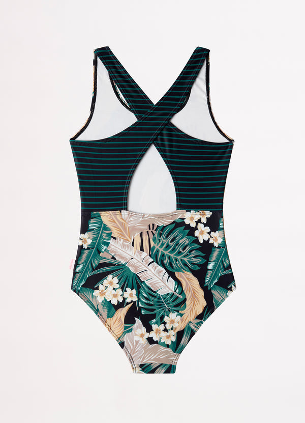 Girls Saint Lucia Crossover Back One Piece - Saint Lucia