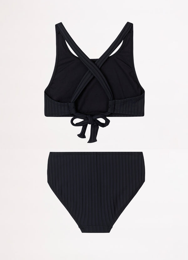 Girls Summer Essential Tie Back Bikini - Black