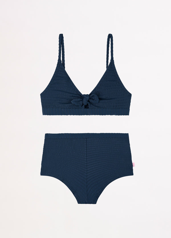 Girls Lemon Soda Triangle Bikini Set - Navy