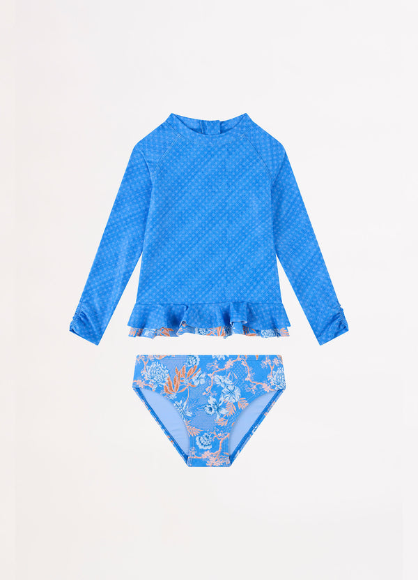 Blue Fuji Girls Peplum Surf Set - Starlight