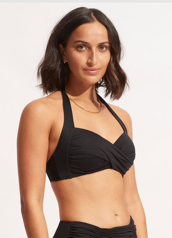 Seafolly Collective Twist Halter Bikini Top - Black