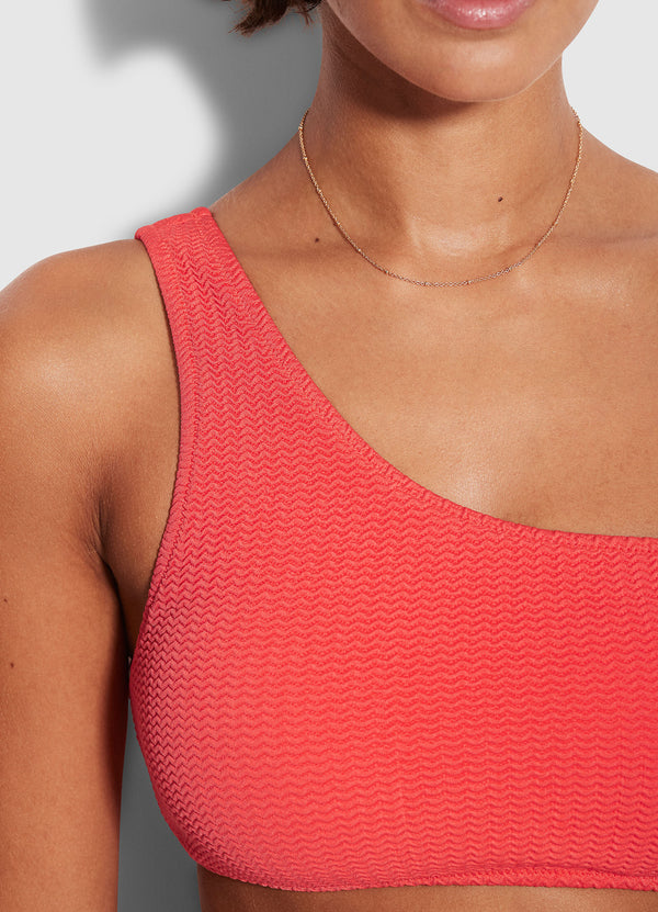Sea Dive One Shoulder Bikini Top - FiestaCoral