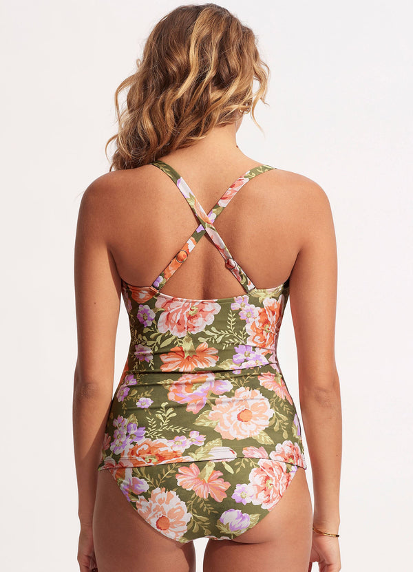 Paradise Garden DD Wrap Front Singlet - Avocado