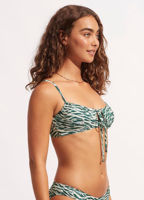 Wild at Heart Drawstring Neck Bralette - Evergreen