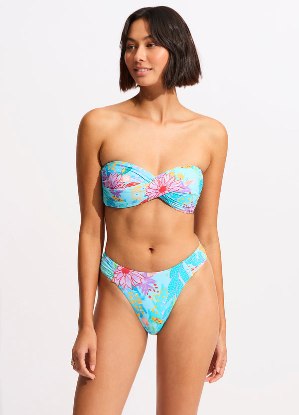 Under The Sea Twist Bandeau Bikini Top - Blue Mist