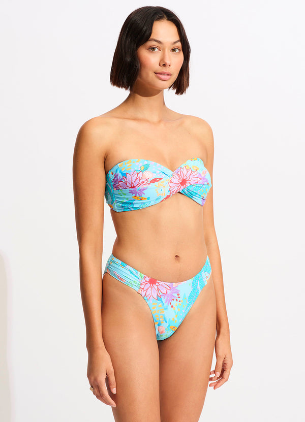 Under The Sea Twist Bandeau Bikini Top - Blue Mist