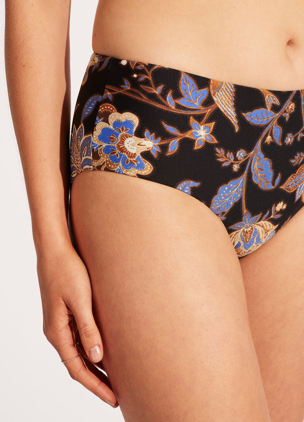 Silk Road Wide Side Bikini Bottom - Black