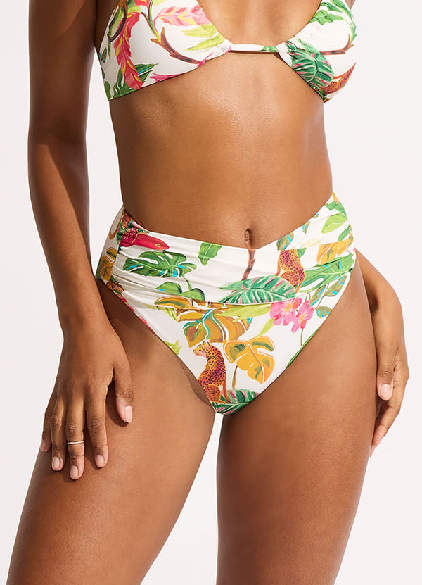 Tropica High Waist Wrap Front Bikini Bottom - Ecru