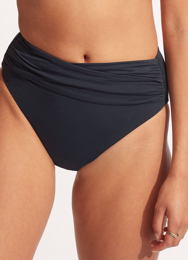 Seafolly Collective High Waisted Bikini Bottom - True Navy