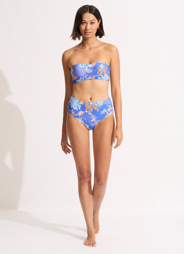 Eden High Waisted Bikini Bottom - Azure