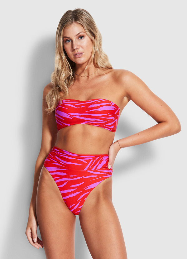 Skin Deep Roll Top Rio Bikini Bottom - Mandarin Red